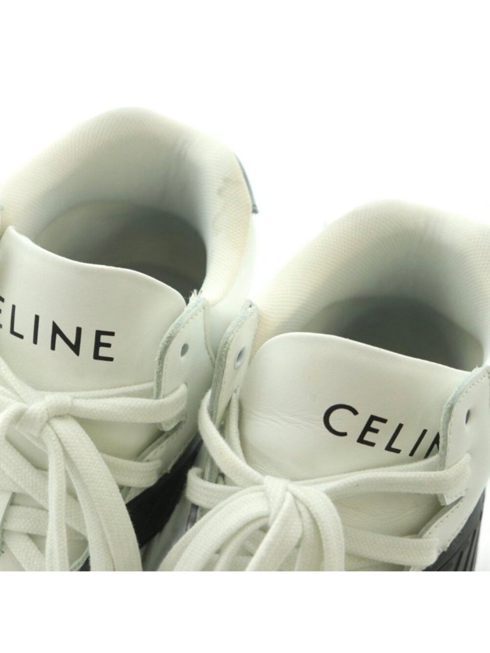 Celine High Top Sneakers Shoes 40 White Black AD - Picture 4 of 9
